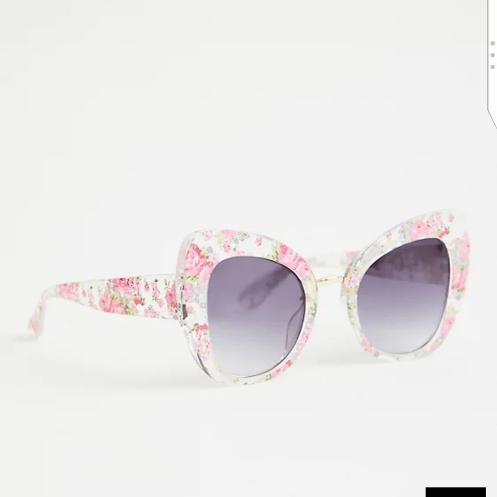 🆕CLEAR FLORAL CAT EYE SUNGLASSES - Picture 2 of 4